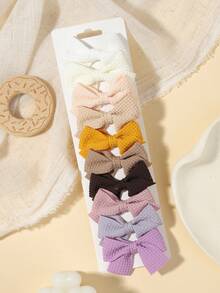 10pcs Waffle Texture Bow Hair Accessories, Gentle Style Daily Wear Hair Decor Set - Mixed color - View 22