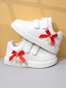 Giày trẻ em mẫu mới mùa xuân, giày thể thao chống trượt thắt nơ cho bé gái, giày sneaker hoạt hình thường ngày cho bé trai, giày chạy bộ cho bé, giày trắng nhỏ. - Đỏ - Xem 5