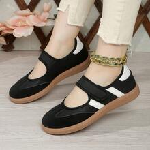 2026 New Lightweight Mary Jane Sneakers, Versatile Color Block Slip-On Casual Shoes For Women, Retro German Style, Comfortable & Non-Slip - Black - View 8