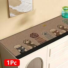 1pc Cat Paw Print Linen Kitchen Rug, Bathroom Mat, Doormat, 3D Printed Rectangle Carpet For Living Room, Bedroom, Hallway, Bathroom, Laundry Room - Polyester Rug For Indoor And Outdoor Home Decor - Multicolor - View 18