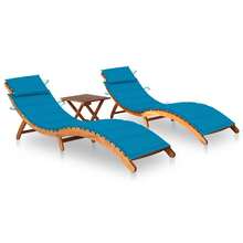 vidaXL 2 tumbonas de madera maciza de acacia con cojines, tumbonas plegables para jardín, tumbonas de madera, tumbonas para relajarse, tumbonas de ocio, tumbonas de playa, sillas de playa, muebles de jardín - azul - Ver 10