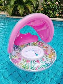 Flotador inflable con asiento con estampado de flamencos rosas, adecuado para niños de 3 años en adelante, juguete de agua para el verano - Multicolor - Ver 3