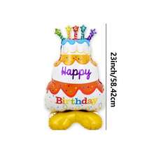 2 piezas Base de soporte para globos con diseño de pastel de cumpleaños, globos de pastel de cumpleaños de 3 niveles de colores, adecuados para decoración de fiesta de cumpleaños y aniversario - Ver 4