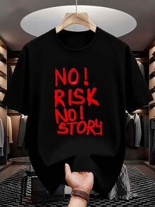 Camiseta unisex de manga corta, **"NO RISK NO STORY" Camiseta de desafío audaz**| Declaración Gráfica de Aventura| Diseño de Mentalidad Audaz| Tela de Rendimiento de Secado Rápido| Daring All-Season Statement Top**playeras hombre,spiderman,, mujer,romwe men,boho chic,maestras regalos,camiseta para mujerconjuntos curvy para mu,y2k, - Negro - Ver 6