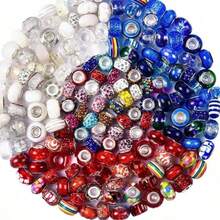50pcs 9x14mm Assorted Color Style Large Hole Beads, Colorful DIY Bracelet Jewelry Making Supplies, Bohemian Style - Multicolor - View 4