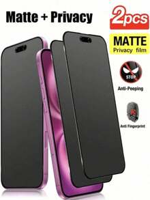 2片装磨砂隐私屏幕保护膜，适用于 17 Pro Max [6.9英寸]，防窥隐私配件，防眩光防指纹，兼容手机壳，易于安装，无气泡，触感顺滑，适用于 17 Pro Max/17 Pro/17 Air/16/15/14 Plus/13 Mini/12/11系列，日常、办公、居家必备屏幕保护膜，防窥、防水、防震、防刮。 - 黑色 - 查看 14