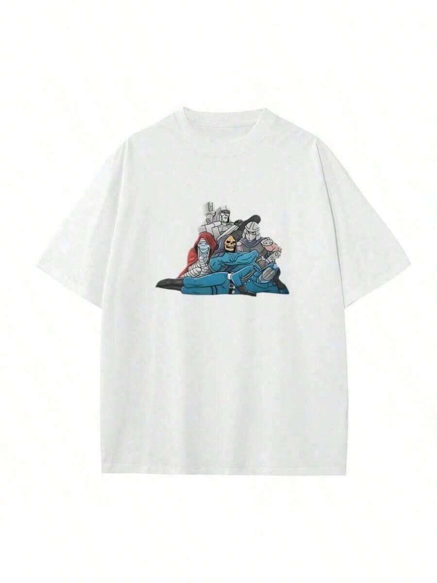 Women's Vintage T-Shirt, White, Printed, 180 G/M², 100% Cotton, Round Neck, Casual And Relaxed Fit, PriFashion - 白色 - 查看 1