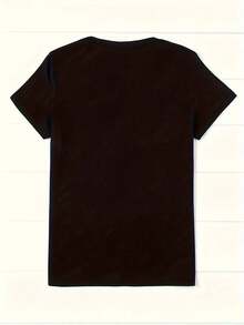 Camiseta Vintage de Mujer con Estampado de Conejo - Blusa Suave y Transpirable de Manga Corta y Cuello Redondo, Top Casual para Primavera, Verano y Otoño con Estampado de Conejo y Patrones, Lavable a Máquina, Regalo para Pascua - Negro - Ver 2