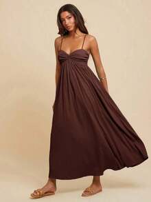 Vestido plisado sin mangas  para mujer, estilo vacacional, atuendos de playa para mujer, atuendo de concierto para mujer, boho, atuendos de rave, vacaciones tropicales, festival, vestidos boho para mujer, vestidos tropicales para mujer, vestidos de mujer, estilo Old Money para mujer, estilo casual para mujer, otoño chic, atuendo para salir, vestido elegante para graduación, atuendo para concierto para mujer, invitada de boda, Día Nacional, vestido largo color marrón chocolate. - verde menta - Ver 7