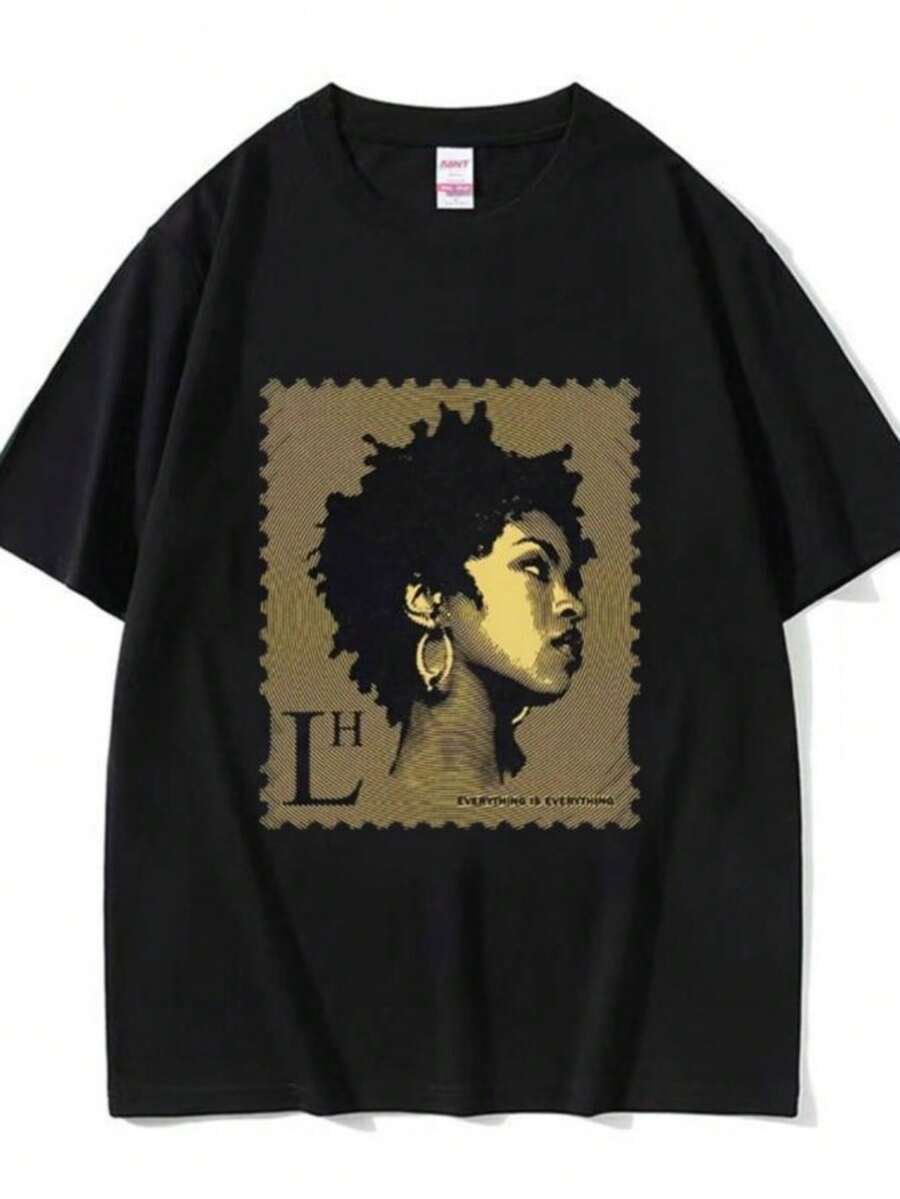 playeras de mujerVintage 90s Comic Style Lauryn Hill Inspired The Miseducation of Lauryn Hill Graphic Tshirt Men Women Hip Hop Oversized T-shirt - Negro - Ver 1