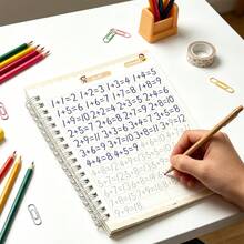 1 pieza Libro de práctica de matemáticas árabes, libro de práctica de números de 16 páginas, para aprender suma y resta y práctica de escritura de números. Adecuado para útiles escolares de regreso a la escuela. - A - Ver 6