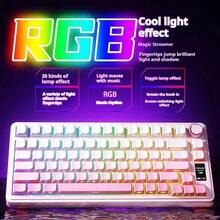 AULA S75pro Custom Mechanical Keyboard, 75% Layout With 80 Keys, Equipped With TFT Screen & Multi‑Function Knob, Triple‑Mode Connection, Gasket Structure, RGB Backlight, Hot‑Swappable, Compact & Portable, 4000mAh Battery, Gradient Pink, Caramel Latte Switch - View 6