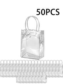 1/5/10/20/30/40/50pcs Transparent PVC Reusable Waterproof Tote Bags, Suitable For Parties, Holidays, Shopping, And Small Business Packaging - Gift Bag - View 9