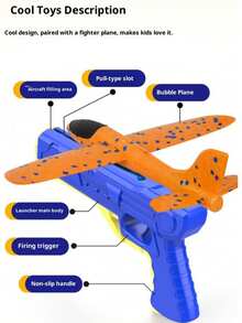 1pc Outdoor Interactive Foam Glider Launcher, Jet Plane Accessories, Airplane Toy - Multicolor - View 5