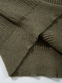 Men's Solid Color Loose Comfortable Textured Neutral Style Unisex Slouchy Textured Polo Collar Long Sleeve Sweater Autumn/Winter - Green - View 9