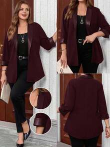 casual y versátil de encaje y parches para mujer de talla grande - Burdeos 2 - Ver 7