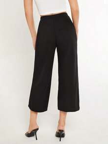 BASICS Pantalones de pierna ancha unicolor - Negro - Ver 2