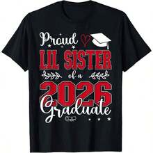 Cute Unisex Premium Casual T-Shirts, "Super Proud Aunt Of 2026" Graduation Family T-Shirt, Comfortable Loungewear, Everyday Fashion, Party T-Shirt, Unisex Style, Gift T-Shirt, Sizes S - XXXXL, Black - 黑色 5 - 查看 6