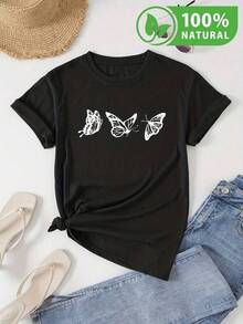 100% Algodón Premium 180g .¡Oferta Especial!Playera.Playera Negra Unisex con Diseño de Mariposas Blancas Estilo Boho Chic Ideal para Outfit Casual Verano Moda Mexicana Moderna Cómoda y Suave Perfecta para Regalo Inspiración Natural Juvenil Estilo Urbano Camiseta Streetwear Unisex Ideal para Conciertos y Regalo - Negro - Ver 6