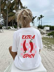 Women's Short-Sleeved T-Shirt, Vacation Style, Elegant And Casual, Summer Top That Goes With Everything. - 白色 - 查看 3