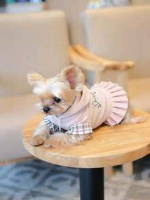 1 pieza Vestido de sudadera lindo y acogedor para mascotas - Rosa - Ver 3