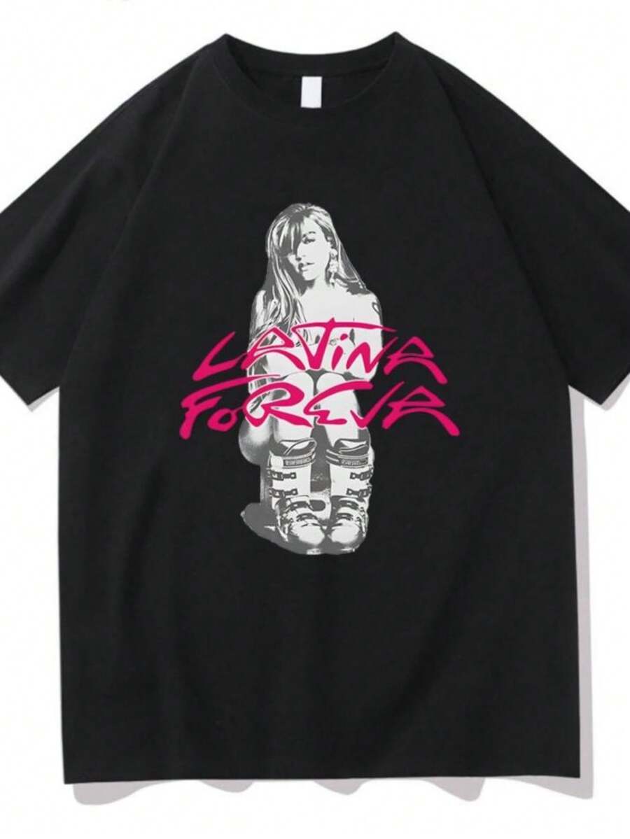 Blouses For Women Karol Gs LATINA FOREVA Ski Tees Women Short Sleeve T-Shirt Girl Karol Gs Merch Music T-Shirts Summer Cotton High Quality Tshirts - 黑色 - 查看 1