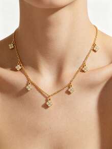 1 chiếc dây chuyền mạ vàng 18K, kiểu dáng đa năng, phù hợp cho các buổi hẹn hò, tụ họp, làm quà tặng và đeo hàng ngày. - Vàng - Xem 3