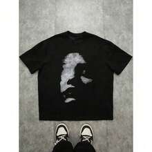 Short-Sleeved T-Shirt With Blurred Silhouette Graphic Print, Classic And Casual For Teenagers, Suitable For Summer ZZ0R 7OPT - 白色 - 查看 5
