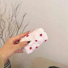 1Pc Cute Floral Bow Mini Storage Bag Fresh Flower Pattern Portable Earphone Lipstick Cosmetic Pouch Small Women Daily Makeup Organizer Bag - A - View 4