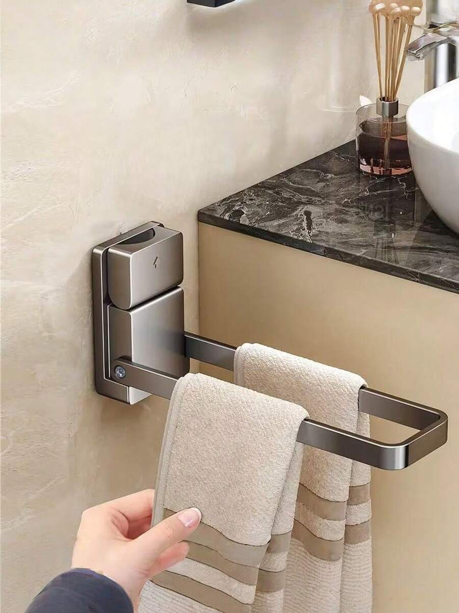 Toallero plegable con ventosa, barra de toallas para baño sin taladro, soporte multifuncional de pared para toallas, toallas de baño, diademas, joyas, perchas y almacenamiento de accesorios de baño, estantería de almacenamiento para baño