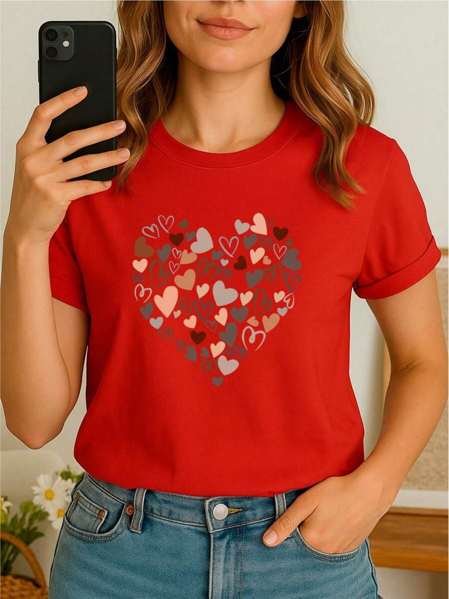 Camiseta 100% "Corazón de Amor" - [Rojo] - Ver 1