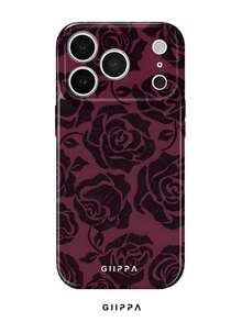 GIIPPA 1. 酒红色玫瑰图案手机壳，适用于 17 Pro Max，兼容 16 Pro Max、15 Pro Max、14 Pro Max，韩版时尚趣味手机壳，适用于11/12/13/14/15/42 Pro Max Plus，优雅设计男女皆宜，是圣诞节、情人节、复活节、婚礼季和生日送给女友的理想礼物。 - 酒紅色 - 查看 1