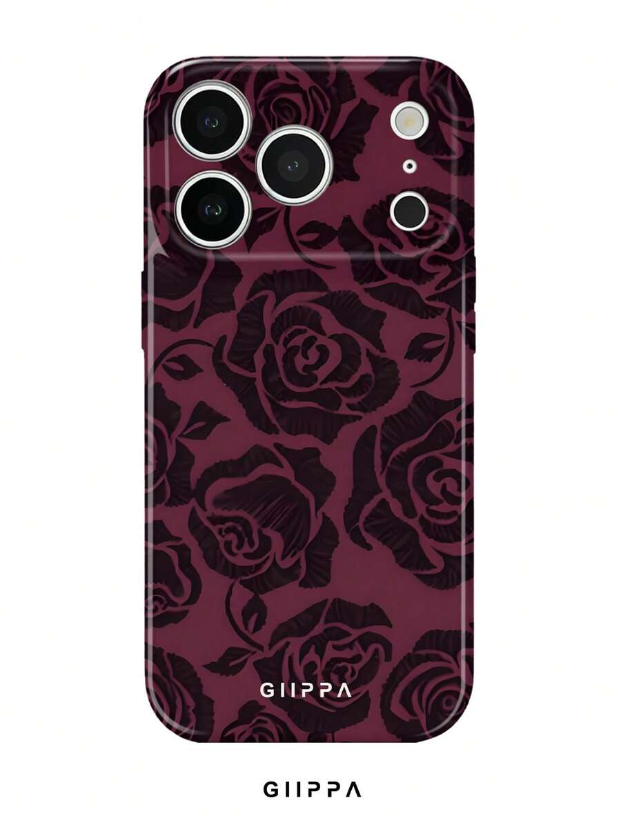 GIIPPA 1. 酒红色玫瑰图案手机壳,适用于 17 Pro Max,兼容 16 Pro Max、15 Pro Max、14 Pro Max,韩版时尚趣味手机壳,适用于11/12/13/14/15/42 Pro Max Plus,优雅设计男女皆宜,是圣诞节、情人节、复活节、婚礼季和生日送给女友的理想礼物。 - 酒紅色 - 查看 1