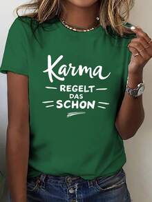 La producción de camisetas casuales de manga corta y cuello redondo para mujer se ha visto afectada por las normativas, lo que las hace adecuadas para la primavera y el otoño. - Verde - Ver 7