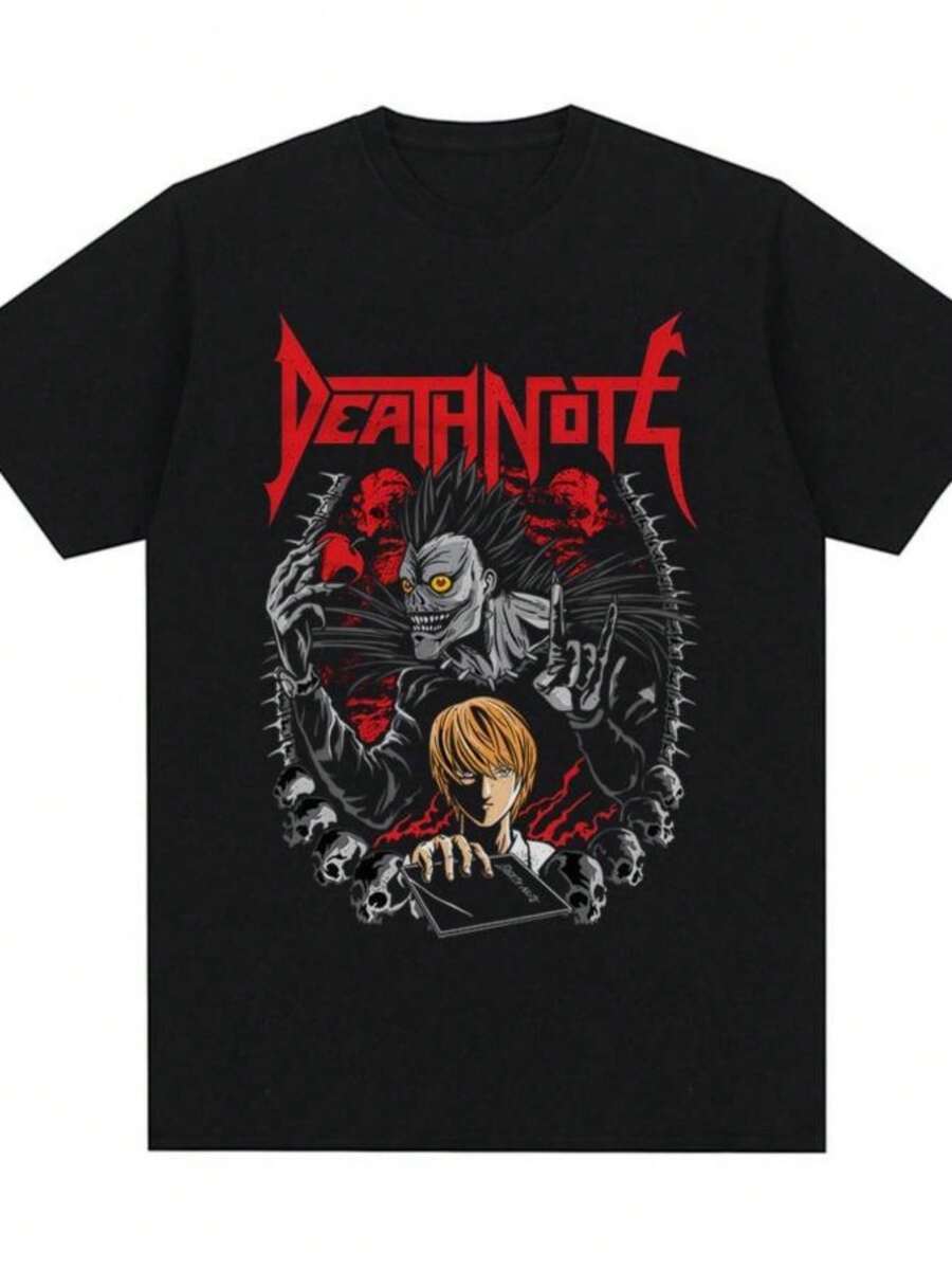 Women's T-ShirtsAnime Death Notes Ryuk Yagami Light T Shirt Men Women Clothing Cotton Oversized T-Shirt Fashion Vintage Short Sleeve T-Shirts - 黑色 - 查看 1