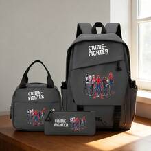 Miniso Bộ 3 món Marvel Spider-Man Multiverse Crime-Fighter màu xám gồm ba lô, túi đựng laptop, túi giữ nhiệt và hộp bút, thích hợp cho văn phòng, học tập và du lịch. - Xám - Xem 3