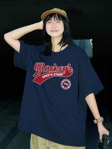 Camiseta de Verano de Talla Grande para Mujer, de Manga Corta, Corte Holgado y Moderno - Blanco - Ver 9