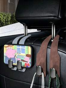 1/2/4件組隱藏式雙車座掛鉤，多功能2合1車用手機支架，免鑽孔重型車內收納整理器 - 彩色 - View 10
