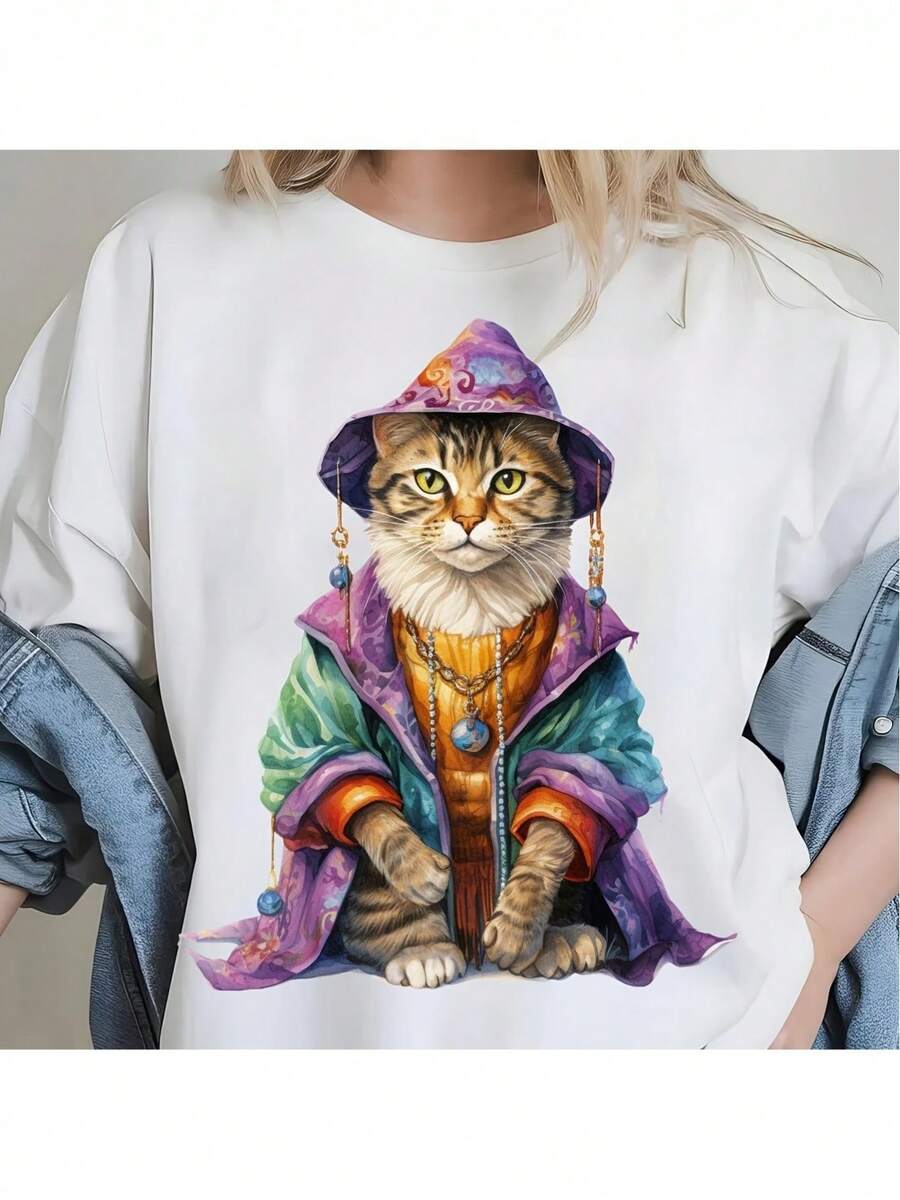 Women's Mardi Gras Animal Print Carnival T-Shirt At A Low Price And With A Great Discount, Ideal For Carnival Festival Enthusiasts. It's A Short-Sleeved White Shirt For Women. - 白色 - 查看 1