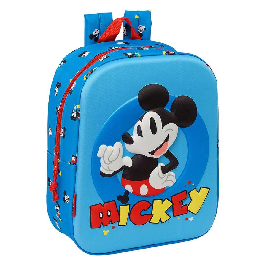 Safta | Disney Mickey Mouse 3D School Backpack, Main Compartment With Zipper, 3D Front Pocket And Side Bottle Holder, Top Handle, Kids Back To School - Multicolor - View 1