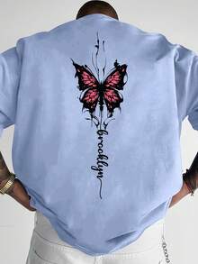 Camiseta de manga corta holgada para hombre, nueva moda de verano, con estampado sencillo de "Brooklyn Butterfly", estilo casual versátil para deportes al aire libre, correr, ir de compras y fiestas temáticas, de poliéster suave, lavable a máquina. - Blanco - Ver 11