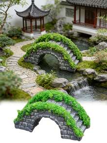 6件/3件/1件樹脂石橋，適用於微景觀、禪意花園、盆栽裝飾、人偶DIY花園裝飾、手工微縮建築飾品，庭院與露台場景裝飾，可與泳池圍欄組合使用 - B - 查看 2