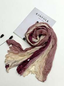 1pc Fashion Pleated New Floral Colorblock Scarf, Autumn/Winter Stylish Decorative Shawl - Multicolor - View 9