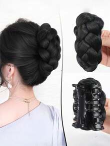 Women's Synthetic Fiber Hair Clips, Suitable For Twisted Braids And Bun Hairstyles - Secure Bun Holder, Natural Textured Updo Styling, Applicable For Weddings, Hair Accessories, Braided Clips (Non-Slip Claw Clasp Design) Solid Color Casual Acrylic - Multicolor - View 11