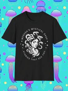 Camiseta unisex, Tienda Mística Medusas| Soft Style Tee,ropa de mujer  blusas para dama casuales  camisas de mujer blusa blusas para mujer  camisas,Daily casual outfit,Regular fit,Daily matching,Graphic printed,Sporty casual - Negro - Ver 5