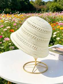 Breathable Hollow Knit Bucket Hat: Perfect For Stylish Spring Days & Garden Trips - Multicolor - View 9