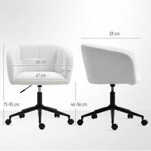 Upholstered Office Chair With Soft Covering, Ergonomic Design, Office Chair With Casters, Steel Base, Cream And Black - Milky White - View 7