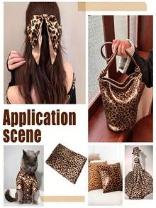 1pc Faux Silk Satin Leopard Print Fabric, Handmade DIY Sewing Material - Leopard Color - View 3