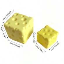 1pc Standard Size TPR Material Swiss Style Cheese Cube Squishy Toy, Slow Rebound Stress Relief Squeeze Toy, Ultra Soft Creamy Realistic Cheese Anxiety Relief Desk Toy, Water-Feel Sensory Fidget Accessory, Father's Day Graduation Summer Party Gift, Moldable Squishy For Desk Decor & Holiday Favor - Multicolor - View 3