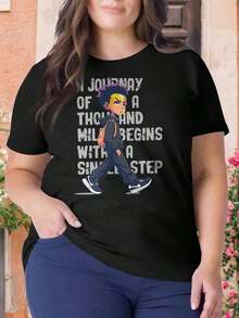 Camiseta Oversize para Mujer con Frase Inspiradora de Anime Boy Walking Boondocks Huey Freeman (Oversize) |   Diseño exquisito |   Suelto y cómodo |   Fácil de combinar | - Negro - Ver 1